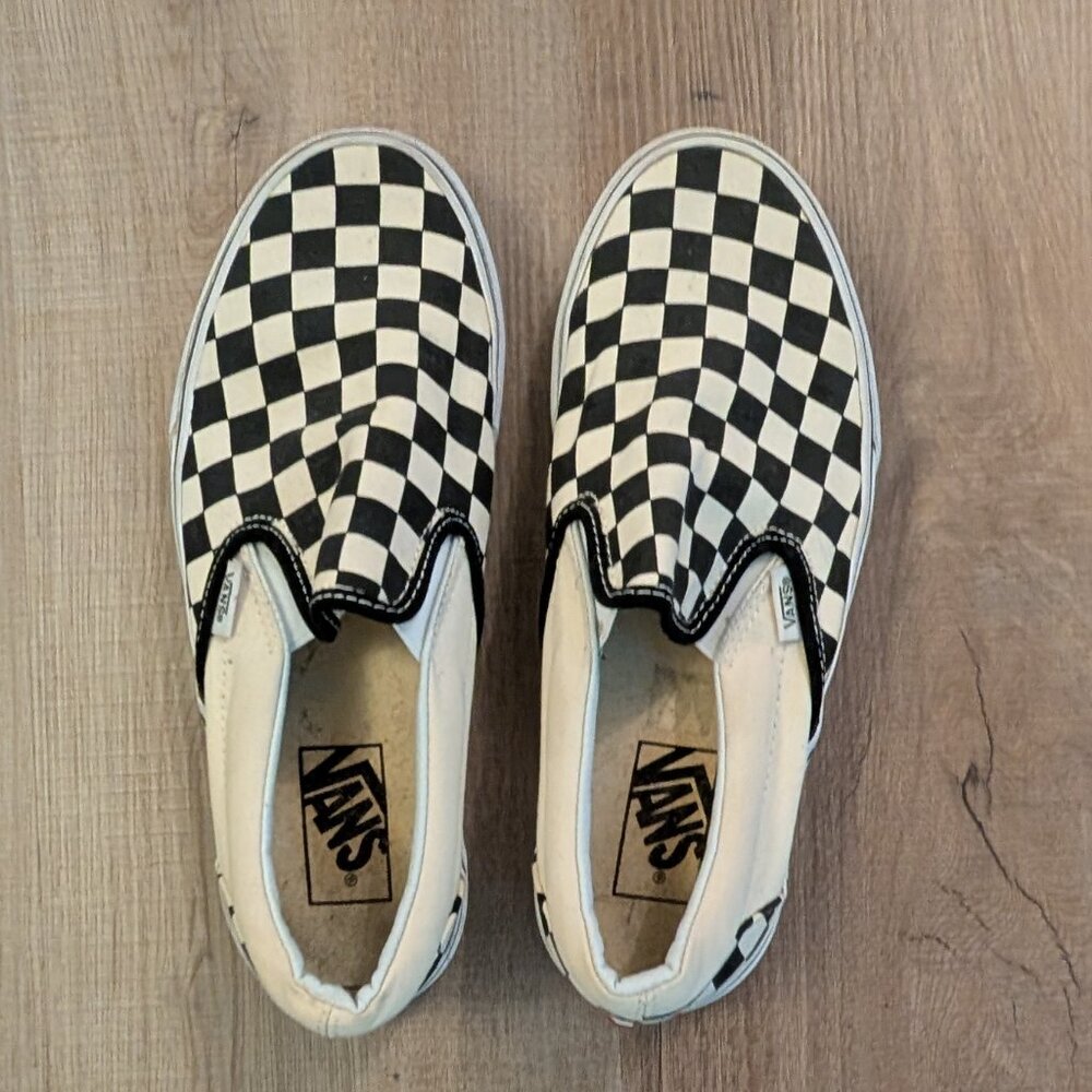 Classic Slip-On Black and White Checkered Vans - Shoes